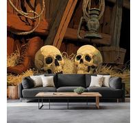 Fotomurales Papel pintado Viejo Granero Escena Calavera Papel pintado tejido no tejido Decoración de Pared decorativos Murales Moderna 200 x 140 cm Fotomurales