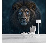 Fotomurales Pared Azul Parduzco León Poderoso Papel Pintado Seda Coración Murales Diseno Fotográfico Animales Salvajes Sala Tv Sofá Arte Abstracto Pintura Papel 3D,250X170Cm