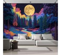 Fotomurales Pared Bosque De Luna Llena con Paisaje Fantástico, Personalizado Arte de la Pared Mural para Sala Estar Comedor Dormitorio Familiar Pasillo Decoración, 400Anx280Al cm