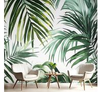 Fotomurales Pared Verde Hojas Frescas De Palma Papel Pintado Seda Coración Murales Diseno Fotográfico Plantas Tropicales Sala Tv Sofá Arte Abstracto Pintura Papel 3D,450X300Cm