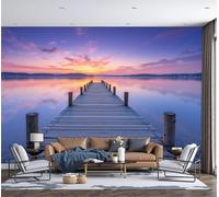 Fotomurales Paseo Marítimo Junto Al Lago Al Atardecer, Paisaje Romántico Y Curativo Mural De Pared Papel Tapiz Fotográfico Para Tapiz Arte De Pared Para Sala De Estar Dormitorio 300x210cm