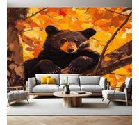 Fotomurales Pintura animal de oso negro Papel Pintado 250x175 cm Fotográfico Tejido No Tejido Fondo de Pantalla Mural Decoración de Pared Sala Cuarto Oficina Salón