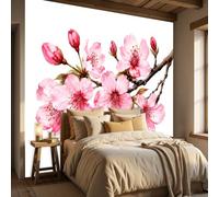 Fotomurales Primavera Flores Pared Sala Flores De Cerezo En Acuarela 3D Papel Tapiz pintado tejido no tejido, XXL decorativos Murales, Fotográfico 366An×256Al cm