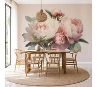 Fotomurales Ramo Realista 200 × 140 Cm Papel Pintado, Planta Ramo Peonías Fotográfico Pared Decorativos Murales Póster Para Dormitorio Salón Tv Pared
