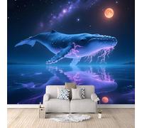 Fotomurales Salón Dormitorio Ballena Papel pintado 250×175cm Ballena Jorobada Morada De Dream Galaxy Papel pintado tejido no tejido coración Pared corativos Murales moderna Fotográfico