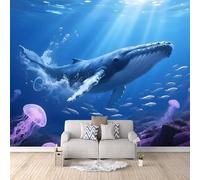 Fotomurales Salón Dormitorio Tema Del Océano Papel pintado 250×175cm Ballenas De Aguas Profundas, Medusas Papel pintado tejido no tejido coración Pared corativos Murales moderna Fotográfico