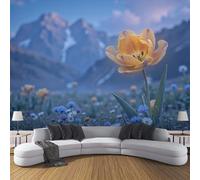 Fotomurales Tulipanes De Las Montañas Nubladas, Minimalismo Mural De Pared Papel Tapiz Fotográfico Para Tapiz Arte De Pared Para Sala De Estar Dormitorio 250x175cm