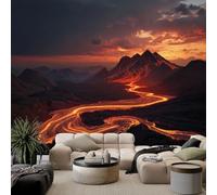 Fotomurales volcanes lava 200x140 cm Papel Tapiz Fotográfico no tejido 3D Moderna Fondo De Pantalla Mural Decoración De Pared Sala Cuarto Oficina Salón