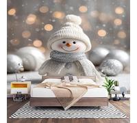 Fotomurales XL 200x140 cm Blanco Impermeable Papel Pintado Tejido no Tejido Lindo MuñEco de Nieve de Dibujos Animados Decoración de Pared Moderna Murales para Pared Salón Cocina Baño Pasillo Comedor