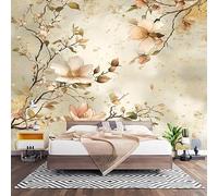 Fotomurales XL 200x140 cm BotáNico Flores Impermeable Papel Pintado Tejido no Tejido Arte Dorado Decoración de Pared Moderna Murales para Pared Salón Cocina Baño Pasillo Comedor