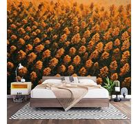 Fotomurales XL 200x140 cm Dorado Impermeable Papel Pintado Tejido no Tejido Bosque de Pinos de OtoñO Decoración de Pared Moderna Murales para Pared Salón Cocina Baño Pasillo Comedor