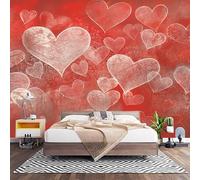Fotomurales XL 200x140 cm Romance Amor Tema de Pareja Impermeable Papel Pintado Tejido no Tejido Rojo Decoración de Pared Moderna Murales para Pared Salón Cocina Baño Pasillo Comedor