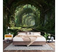 Fotomurales XL 200x140 cm TúNel Del Bosque Impermeable Papel Pintado Tejido no Tejido Verde Decoración de Pared Moderna Murales para Pared Salón Cocina Baño Pasillo Comedor