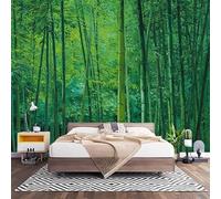Fotomurales XL 200x140 cm Verde Impermeable Papel Pintado Tejido no Tejido Pintura Al óLeo Del Bosque De Bambú Decoración de Pared Moderna Murales para Pared Salón Cocina Baño Pasillo Comedor