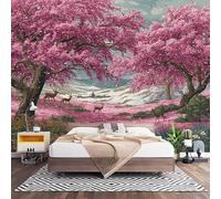 Fotomurales XL 250x175 cm PatróN RomáNtico de Primavera Impermeable Papel Pintado Tejido no Tejido Flores de Cerezo Rosas Decoración de Pared Moderna Murales para Pared Salón Cocina Baño