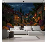 Fotomurales XL 250x175cm Ciudad De Estilo Europeo Papel Pintado Seda Calles Y Casas Después De La Lluvia Decoración de Pared Moderna Murales para Pared Salón Cocina Baño Pasillo Comedor