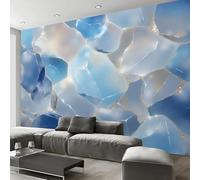 Fotomurales Xl 300X210Cm Textura De Mármol De Acuarela Geometría Abstracta Papel Pintado Panorámico 3D Azul Claro Decoración De Pared Moderna Murales Para Pared Salón Cocina Baño Pasillo Comedor