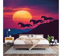 Fotomurales XXL 300x210 cm Caballo Animal Al Atardecer Impermeable Papel Pintado Tejido no Tejido Multicolor Decoración de Pared Moderna Murales para Pared Salón Cocina Baño Pasillo Comedor