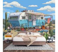 Fotomurales XXL 300x210 cm Multicolor Impermeable Papel Pintado Tejido no Tejido Tema de Campamento de Dibujos Animados Decoración de Pared Moderna Murales para Pared Salón Cocina Baño Pasillo Comedor