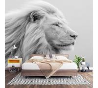 Fotomurales XXL 300x210 cm PatróN de LeóN Animal Impermeable Papel Pintado Tejido no Tejido Gris Decoración de Pared Moderna Murales para Pared Salón Cocina Baño Pasillo Comedor