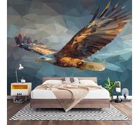 Fotomurales XXL 350x256 cm GeometríA Del áGuila Animal Impermeable Papel Pintado Tejido no Tejido De Color Claro Decoración de Pared Moderna Murales para Pared Salón Cocina Baño Pasillo Comedor