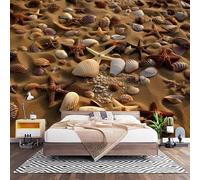 Fotomurales XXL 350x256 cm Playa Estrellas de Mar Conchas Marinas Impermeable Papel Pintado Tejido no Tejido Naturaleza Decoración de Pared Moderna Murales para Pared Salón Cocina Baño Pasillo Comedor