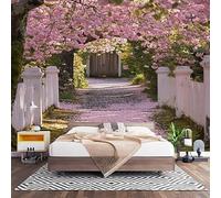 Fotomurales XXL 350x256 cm TúNel RomáNtico con Flor de Cerezo Impermeable Papel Pintado Tejido no Tejido Rosa Decoración de Pared Moderna Murales para Pared Salón Cocina Baño Pasillo Comedor