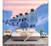 Fotomurales XXL 450x315 cm Blanco Impermeable Papel Pintado Tejido no Tejido Familia de PingüInos Animales Decoración de Pared Moderna Murales para Pared Salón Cocina Baño Pasillo Comedor