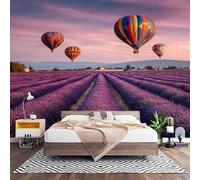 Fotomurales XXL 450x315 cm Globo AerostáTico de Lavanda Natural Impermeable Papel Pintado Tejido no Tejido Paisaje Decoración de Pared Moderna Murales para Pared Salón Cocina Baño Pasillo Comedor