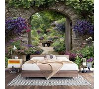 Fotomurales XXL 450x315 cm Puerta de Piedra Paisaje de JardíN Impermeable Papel Pintado Tejido no Tejido Naturaleza Decoración de Pared Moderna Murales para Pared Salón Cocina Baño Pasillo Comedor