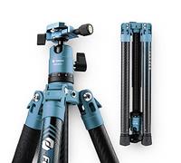 Fotopro 152 CM Trípode de Cámara de Fibra de Carbono con Monopie Cabeza de Bola 360 Placa de Liberación Rápida Trípode Profesional DSLR para Cámara Canon Nikon Sony Carga Máxima de 10 KG Azul