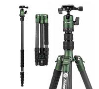 Fotopro 152CM trípode de Viaje de Fibra de Carbono, trípode de cámara compacta con Cabeza de Bola, monopie Desmontable con Placa de liberación rápida y la Bolsa, Carga hasta 8KG, Verde