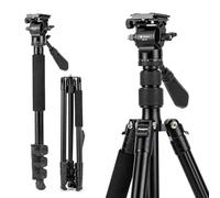 Fotopro 200CM/79inch trípode de vídeo, trípode de Viaje de Aluminio y monopie con 360 ° Cabeza fluida, trípode de cámara Profesional para DSLR Canon Nikon Sony, Carga hasta 10KG/22lbs