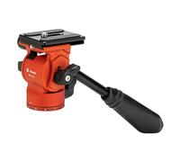 Fotopro Cabezal de fluido de video con placa de liberación rápida y mango ajustable, carga máxima de 6.6 libras 3 kg para videocámaras compactas DSLR cámara naranja