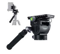 Fotopro Cabezal de trípode con cabezal fluido de vídeo con placa de liberación rápida y mango desmontable, carga máxima de 11 libras, 5 kg, para videocámaras DSLR