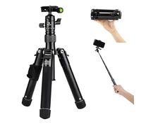 Fotopro Mini trípode con cabeza de bola, soporte para teléfono, palo selfie desmontable, plegado solo 8.6 pulgadas, carga máxima de hasta 6.6 libras, FY-810, color negro