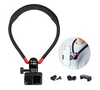 Fotopro POV - Soporte para selfies de cuello con clip, kit de montaje vertical de silicona flexible para teléfono con cámara de acción, color negro