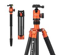 Fotopro Trípode de cámara compacto de 68 pulgadas con cabeza de bola, monopie desmontable con placa de liberación rápida, carga hasta 26.5 libras X-GO Predator+62Q naranja