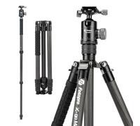Fotopro Trípode de fibra de carbono de 68 pulgadas para cámara, trípode de viaje compacto con cabeza de bola, monopie desmontable con placa de liberación rápida y bolsa de transporte, carga hasta 12