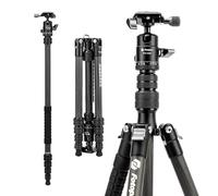 Fotopro Trípode de viaje de fibra de carbono de 60 pulgadas, trípode de cámara compacto con placa de liberación rápida para DSLR SLR, monopie desmontable con bolsa de cámara, carga de hasta 8 kg,