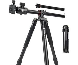 Fotopro Trípode horizontal de 78 pulgadas con cabezal de bola de columna central multiángulo, plataforma de eje central de aluminio, trípode de cámara resistente, monopié de 360°, inclinación de 180°