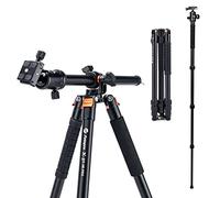 Fotopro Trípode horizontal de aluminio de 75 pulgadas con columna central multiángulo, monopié con cabeza de bola, bolsa de transporte de placa QR, cámara horizontal para cámara réflex digital