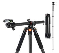 Fotopro Trípode horizontal de fibra de carbono de 75 pulgadas con cabeza de bola de 360 grados, placa de liberación rápida para videocámara DSLR, monopié 2 en 1, carga máxima de 22 libras