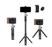 Fotopro Trípode mini cámara con tubo de extensión de fibra de carbono de 90 cm, cabezal esférico de 360 grados, trípode para cámara DSLR profesional para Vlog Carga máxima 3 kg (Con remoto)
