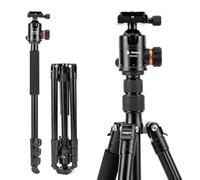 Fotopro Trípode para cámara de 165 cm/65 Pulgadas, trípode de Viaje de Aluminio 2 en 1 y Pierna de Cabeza de 360 °, monopie Desmontable para DSLR, Carga máxima 8 kg/17,63 lbs