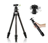 Fotorpro - Trípode ligero de fibra de carbono de viaje de 28 pies con placa QR de cabeza esférica 360 para cámara réflex digital, sin espejo, teléfono, carga máxima de 11 libras, color negro