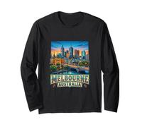 Fotorrealista Melbourne Australia Travel Souvenir City Gift Manga Larga