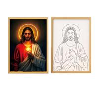 Fotos iluminadas de Jesús, luz LED 4D con marco de Cristo, recargable por USB, lámpara luminosa de Jesús colgante con marco, lámpara decorativa de pintura de Cristo, lista para colgar para dormitorio