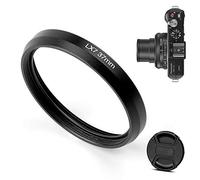 Fotover Anillo adaptador de filtro de metal de 37 mm para cámara Panasonic Lumix DMC LX7 con tapa de objetivo central, color negro