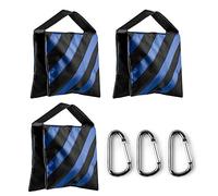 Fotover Bolsa de arena para estudio fotográfico, trípode de cámara con mosquetón, paquete de 3 (azul)